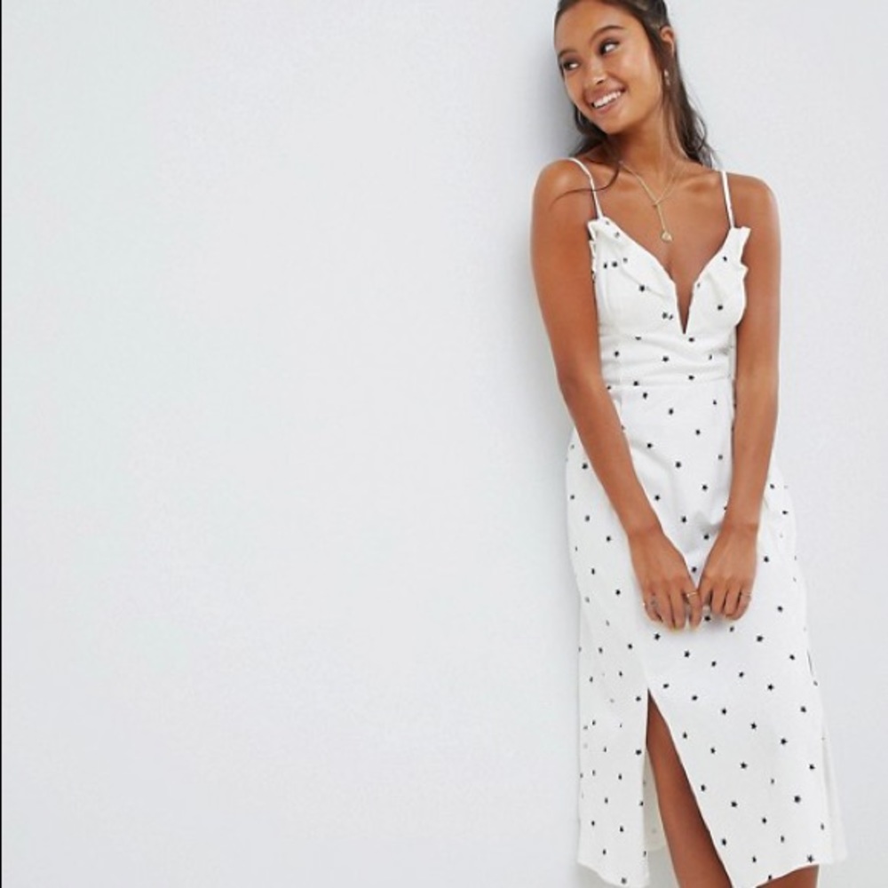 Midi Star spaghetti strap ruffle dress 14